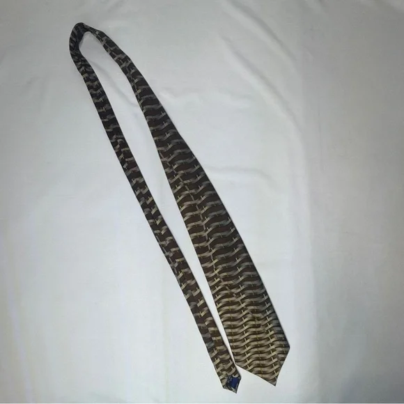 Carlos Devenezia Brown and Gold Vintage Silk Tie - Picture 4 of 6